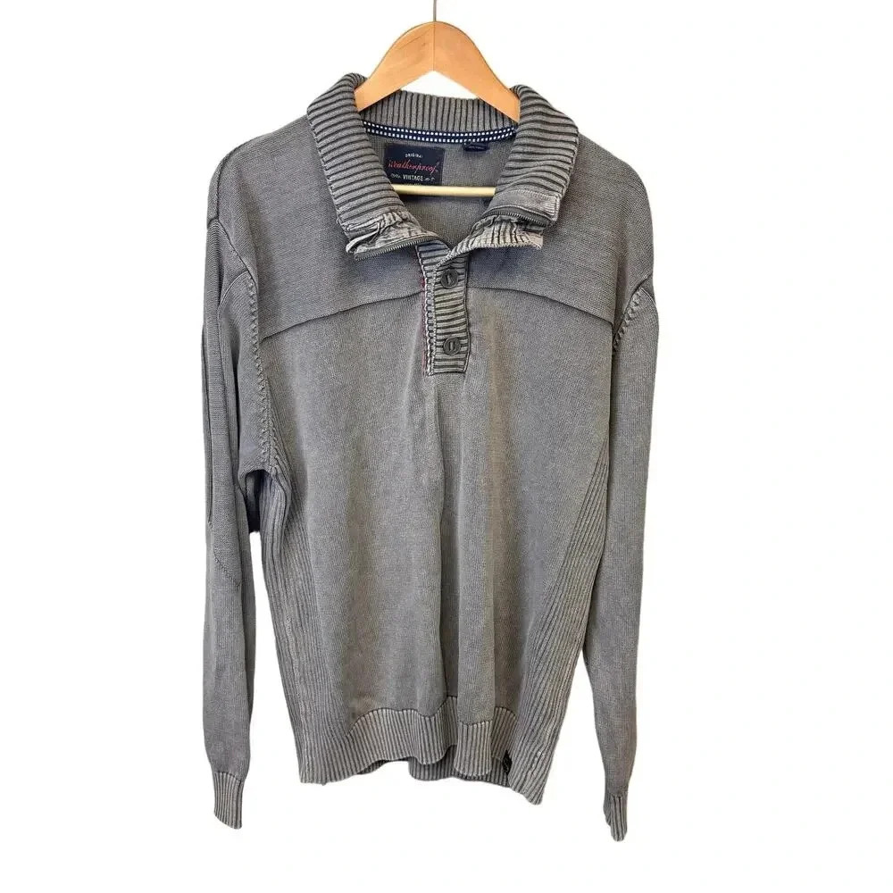 Weatherproof Sweater Brown Henley Vintage 1948 Solid Pullover‎ Cotton Mens Large